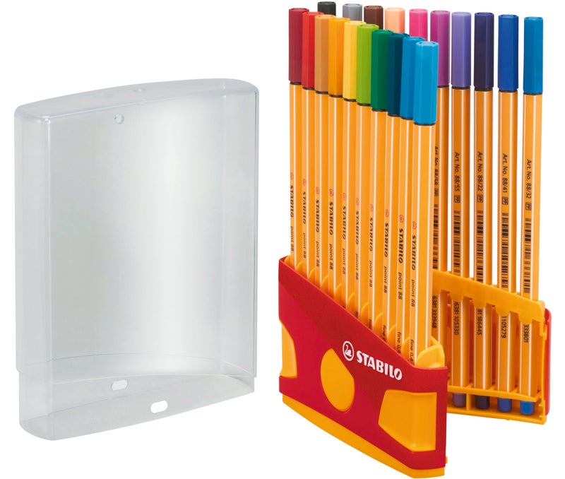 STABILO Fineliner point 88 - ColorParade - Pack of 20 Assorted Colors with Hanging Loop - Image 1